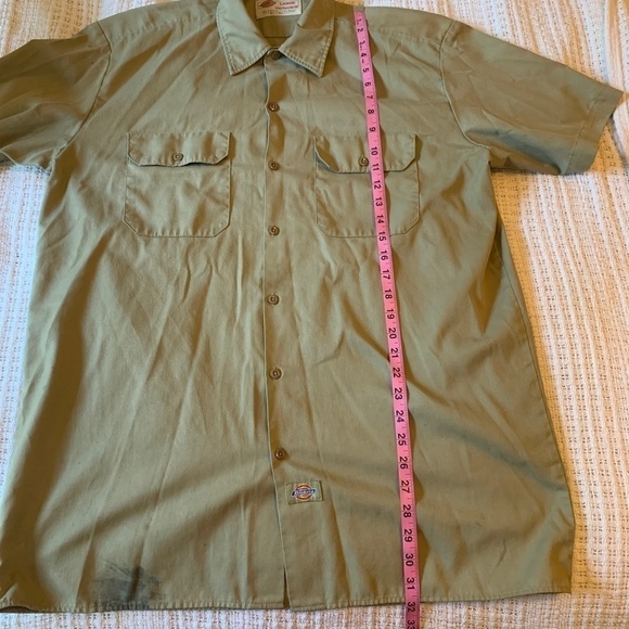 𝅺DICKIES Tan Short Sleeve Workwear Button Up Shirt Men's Size Large (1054) - Picture 11 of 14